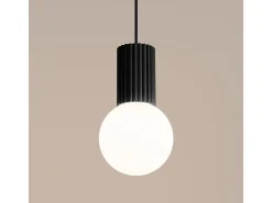 Lámpara Colgante Halo Moderno De Aluminio/Vidrio - 1 Fuentes Luminosas - L.12 X A.120 Cm - Negro