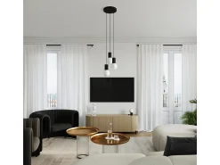 Lámpara Colgante Halo Moderno De Aluminio/Vidrio - 1 Fuentes Luminosas - L.12 X A.120 Cm - Negro