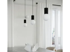 Lámpara Colgante Halo Moderno De Aluminio/Vidrio - 1 Fuentes Luminosas - L.12 X A.120 Cm - Negro