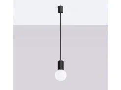 Lámpara Colgante Halo Moderno De Aluminio/Vidrio - 1 Fuentes Luminosas - L.12 X A.120 Cm - Negro