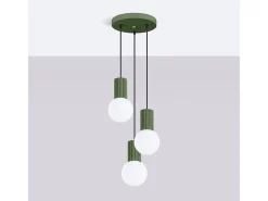 Lámpara Colgante Halo Moderno De Aluminio/Vidrio - 3 Fuentes Luminosas - L.25 X A.125 Cm - Verde Oliva