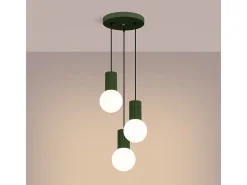 Lámpara Colgante Halo Moderno De Aluminio/Vidrio - 3 Fuentes Luminosas - L.25 X A.125 Cm - Verde Oliva