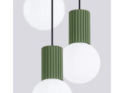 Lámpara Colgante Halo Moderno De Aluminio/Vidrio - 3 Fuentes Luminosas - L.25 X A.125 Cm - Verde Oliva