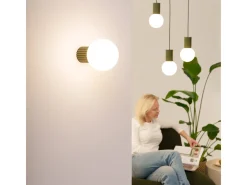 Lámpara Colgante Halo Moderno De Aluminio/Vidrio - 3 Fuentes Luminosas - L.25 X A.125 Cm - Verde Oliva