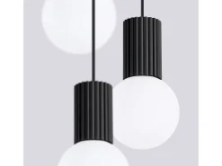Lámpara Colgante Halo Moderno De Aluminio/Vidrio - 3 Fuentes Luminosas - L.25 X A.125 Cm - Negro