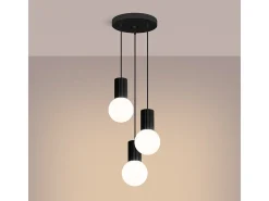 Lámpara Colgante Halo Moderno De Aluminio/Vidrio - 3 Fuentes Luminosas - L.25 X A.125 Cm - Negro