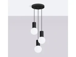 Lámpara Colgante Halo Moderno De Aluminio/Vidrio - 3 Fuentes Luminosas - L.25 X A.125 Cm - Negro