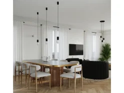 Lámpara Colgante Halo Moderno De Aluminio/Vidrio - 3 Fuentes Luminosas - L.25 X A.125 Cm - Negro