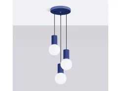 Lámpara Colgante Halo Moderno De Aluminio/Vidrio - 3 Fuentes Luminosas - L.25 X A.125 Cm - Ultramarino