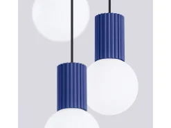 Lámpara Colgante Halo Moderno De Aluminio/Vidrio - 3 Fuentes Luminosas - L.25 X A.125 Cm - Ultramarino