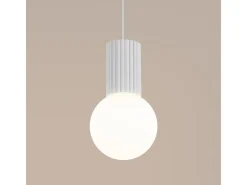 Lámpara Colgante Halo Moderno De Aluminio/Vidrio - 1 Fuentes Luminosas - L.12 X A.120 Cm - Blanco