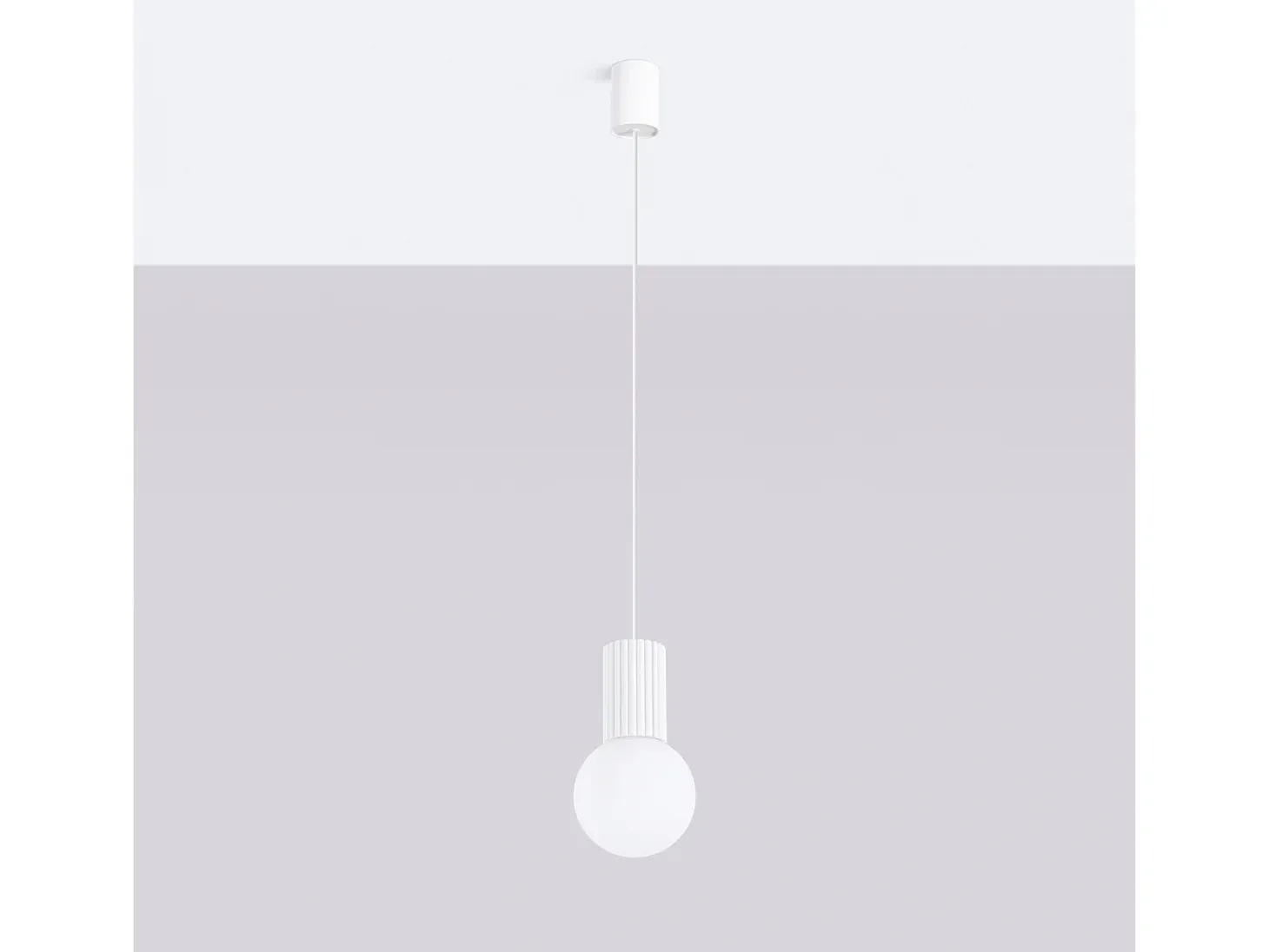Lámpara Colgante Halo Moderno De Aluminio/Vidrio - 1 Fuentes Luminosas - L.12 X A.120 Cm - Blanco