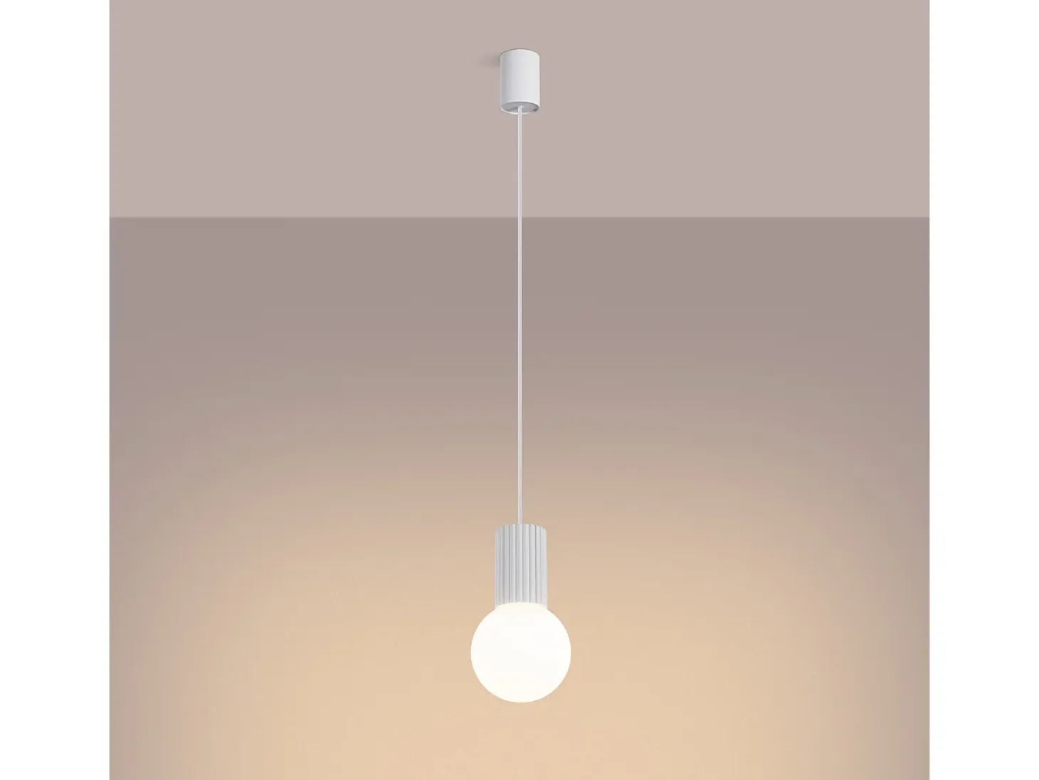 Lámpara Colgante Halo Moderno De Aluminio/Vidrio - 1 Fuentes Luminosas - L.12 X A.120 Cm - Blanco