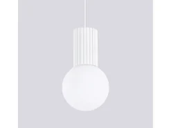 Lámpara Colgante Halo Moderno De Aluminio/Vidrio - 1 Fuentes Luminosas - L.12 X A.120 Cm - Blanco