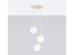 Lámpara Colgante Halo Moderno De Aluminio/Vidrio - 3 Fuentes Luminosas - L.25 X A.125 Cm - Beige