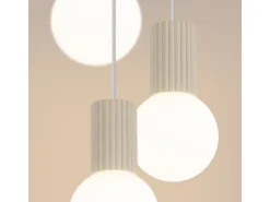 Lámpara Colgante Halo Moderno De Aluminio/Vidrio - 3 Fuentes Luminosas - L.25 X A.125 Cm - Beige