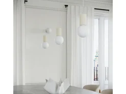Lámpara Colgante Halo Moderno De Aluminio/Vidrio - 3 Fuentes Luminosas - L.25 X A.125 Cm - Beige