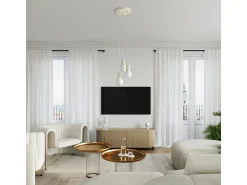 Lámpara Colgante Halo Moderno De Aluminio/Vidrio - 3 Fuentes Luminosas - L.25 X A.125 Cm - Beige