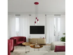 Lámpara Colgante Halo Moderno De Aluminio/Vidrio - 1 Fuentes Luminosas - L.12 X A.120 Cm - Borgoña