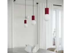 Lámpara Colgante Halo Moderno De Aluminio/Vidrio - 1 Fuentes Luminosas - L.12 X A.120 Cm - Borgoña