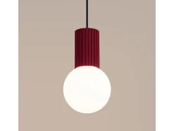 Lámpara Colgante Halo Moderno De Aluminio/Vidrio - 1 Fuentes Luminosas - L.12 X A.120 Cm - Borgoña