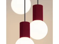 Lámpara Colgante Halo Moderno De Aluminio/Vidrio - 3 Fuentes Luminosas - L.25 X A.125 Cm - Borgoña