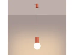 Lámpara Colgante Halo Moderno De Aluminio/Vidrio - 1 Fuentes Luminosas - L.12 X A.120 Cm - Durazno