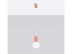 Lámpara Colgante Halo Moderno De Aluminio/Vidrio - 1 Fuentes Luminosas - L.12 X A.120 Cm - Durazno