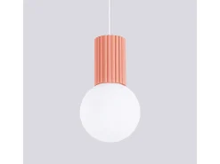 Lámpara Colgante Halo Moderno De Aluminio/Vidrio - 1 Fuentes Luminosas - L.12 X A.120 Cm - Durazno