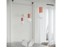 Lámpara Colgante Halo Moderno De Aluminio/Vidrio - 1 Fuentes Luminosas - L.12 X A.120 Cm - Durazno