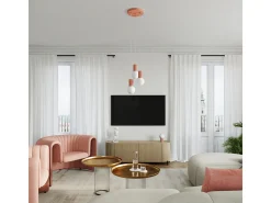 Lámpara Colgante Halo Moderno De Aluminio/Vidrio - 1 Fuentes Luminosas - L.12 X A.120 Cm - Durazno