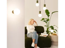 Lámpara Colgante Halo Moderno De Aluminio/Vidrio - 1 Fuentes Luminosas - L.12 X A.120 Cm - Verde Oliva