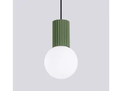 Lámpara Colgante Halo Moderno De Aluminio/Vidrio - 1 Fuentes Luminosas - L.12 X A.120 Cm - Verde Oliva