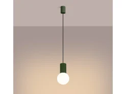Lámpara Colgante Halo Moderno De Aluminio/Vidrio - 1 Fuentes Luminosas - L.12 X A.120 Cm - Verde Oliva