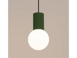 Lámpara Colgante Halo Moderno De Aluminio/Vidrio - 1 Fuentes Luminosas - L.12 X A.120 Cm - Verde Oliva