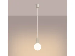 Lámpara Colgante Halo Moderno De Aluminio/Vidrio - 1 Fuentes Luminosas - L.12 X A.120 Cm - Beige