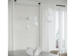 Lámpara Colgante Halo Moderno De Aluminio/Vidrio - 3 Fuentes Luminosas - L.25 X A.125 Cm - Blanco
