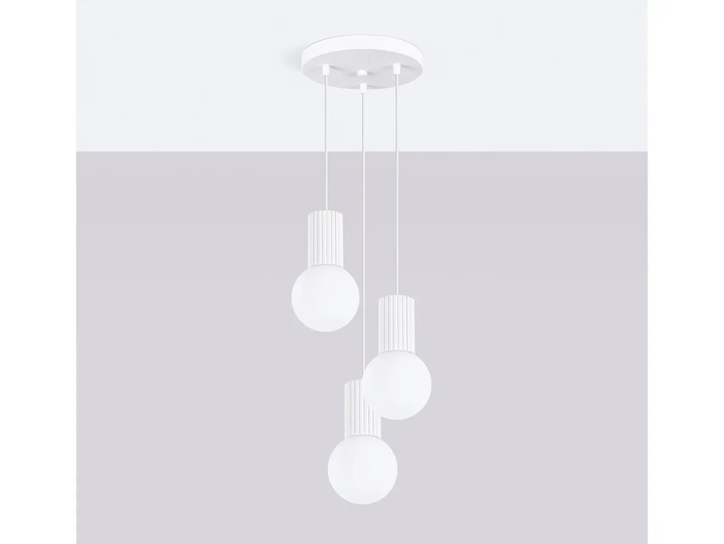 Lámpara Colgante Halo Moderno De Aluminio/Vidrio - 3 Fuentes Luminosas - L.25 X A.125 Cm - Blanco