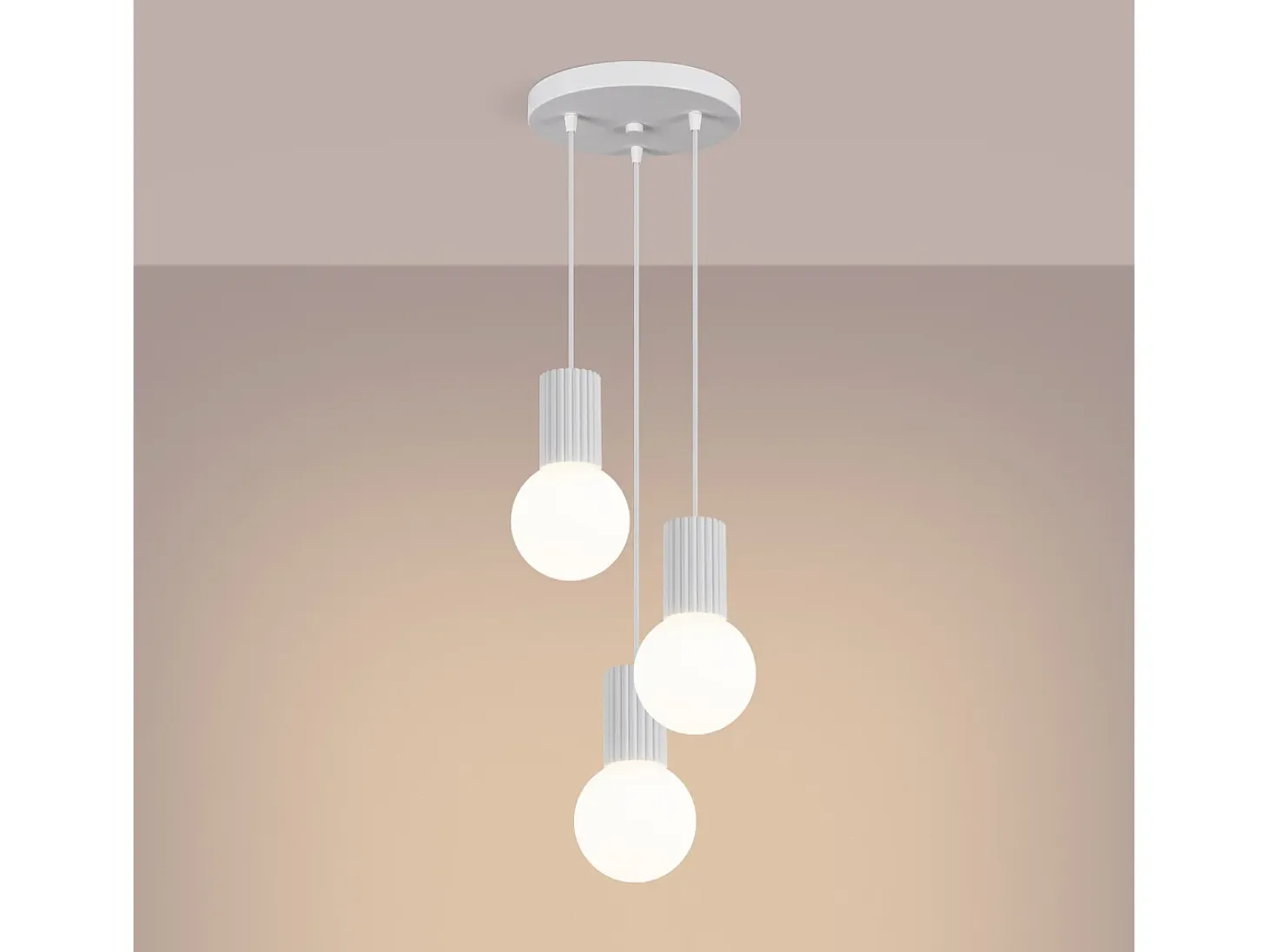 Lámpara Colgante Halo Moderno De Aluminio/Vidrio - 3 Fuentes Luminosas - L.25 X A.125 Cm - Blanco