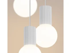 Lámpara Colgante Halo Moderno De Aluminio/Vidrio - 3 Fuentes Luminosas - L.25 X A.125 Cm - Blanco