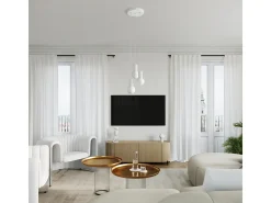 Lámpara Colgante Halo Moderno De Aluminio/Vidrio - 3 Fuentes Luminosas - L.25 X A.125 Cm - Blanco