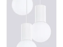 Lámpara Colgante Halo Moderno De Aluminio/Vidrio - 3 Fuentes Luminosas - L.25 X A.125 Cm - Blanco