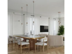 Lámpara Colgante Halo Moderno De Aluminio/Vidrio - 1 Fuentes Luminosas - L.12 X A.120 Cm - Gris Pardo