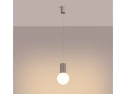 Lámpara Colgante Halo Moderno De Aluminio/Vidrio - 1 Fuentes Luminosas - L.12 X A.120 Cm - Gris Pardo