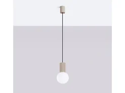 Lámpara Colgante Halo Moderno De Aluminio/Vidrio - 1 Fuentes Luminosas - L.12 X A.120 Cm - Gris Pardo