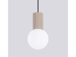 Lámpara Colgante Halo Moderno De Aluminio/Vidrio - 1 Fuentes Luminosas - L.12 X A.120 Cm - Gris Pardo