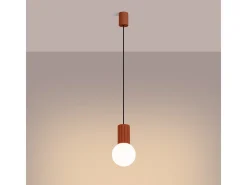 Lámpara Colgante Halo Moderno De Aluminio/Vidrio - 1 Fuentes Luminosas - L.12 X A.120 Cm - Ocre Rojo