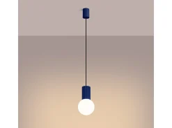 Lámpara Colgante Halo Moderno De Aluminio/Vidrio - 1 Fuentes Luminosas - L.12 X A.120 Cm - Ultramarino