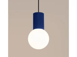 Lámpara Colgante Halo Moderno De Aluminio/Vidrio - 1 Fuentes Luminosas - L.12 X A.120 Cm - Ultramarino