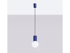 Lámpara Colgante Halo Moderno De Aluminio/Vidrio - 1 Fuentes Luminosas - L.12 X A.120 Cm - Ultramarino
